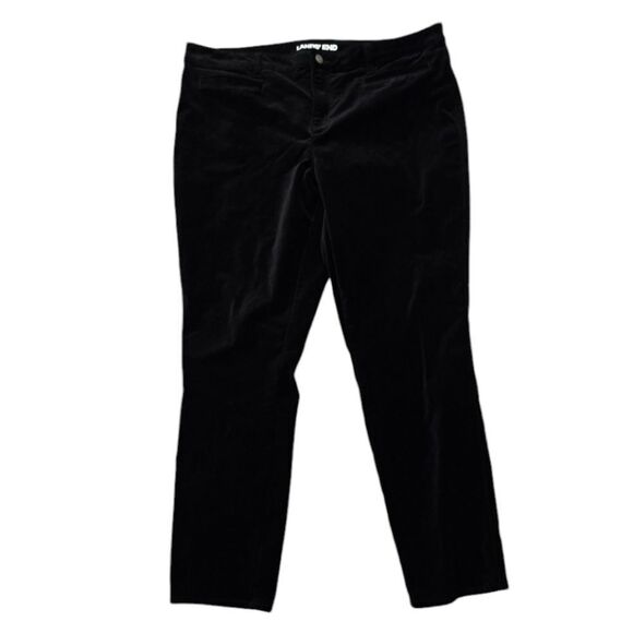 Lands End Womens Velvet Pants Black Pants Size 18 Smooth Mid Rise Slim - Picture 1 of 4